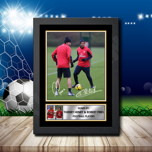 Thierry Henry Robert Pires Action Shot Edition printed autograph poster print