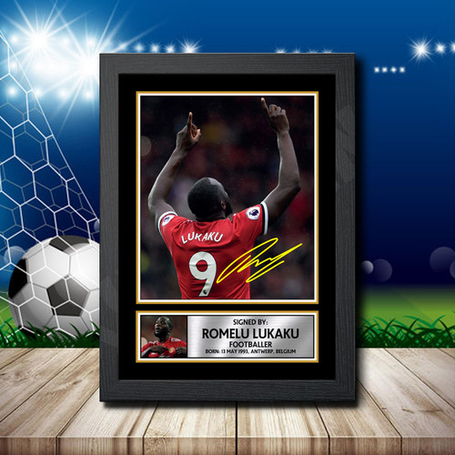 Romelu Lukaku printed autograph poster print