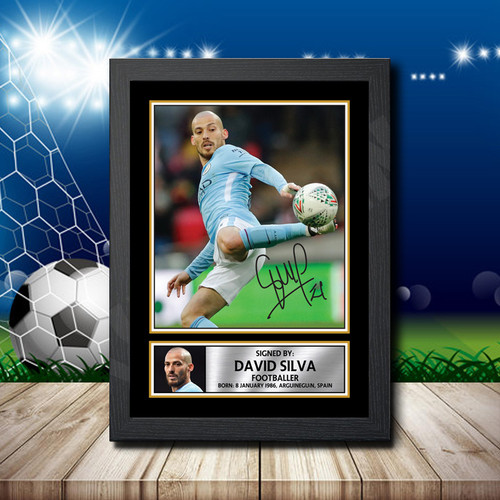 David Silva printed autograph poster print