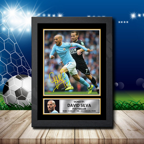 David Silva printed autograph poster print