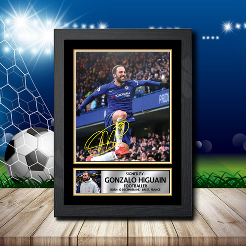 Gonzalo Higuain Action Shot Edition printed autograph poster print