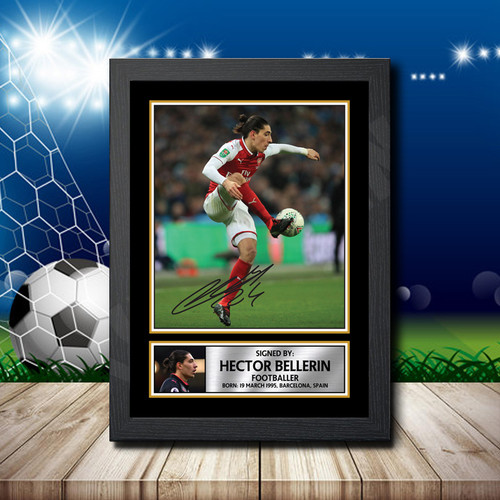 Héctor Bellerín Printed Autograph Poster Print - Football Action Shot Edition - UK Made Wall Art with Framing Options
