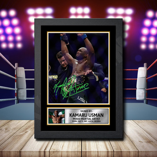 Kamaru Usman printed autograph poster print