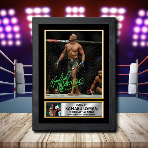 Kamaru Usman printed autograph poster print