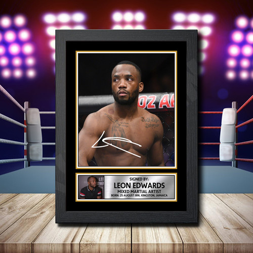 Leon Edwards Action Shot Edition printed autograph poster print
