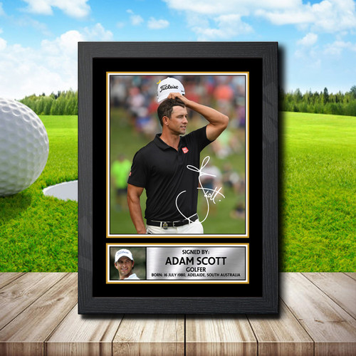 Adam Scott Action Shot Edition printed autograph poster print