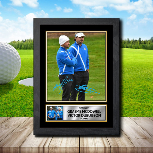 Mcdowell + Victor Dubuisson Action Shot Edition printed autograph poster print