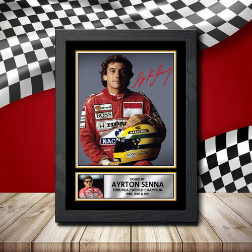 Ayrton Senna printed autograph poster print