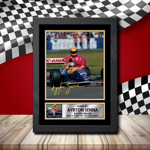 Ayrton Senna Hitching printed autograph poster print