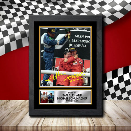 Jean Alesi Michael Schumacher printed autograph poster print