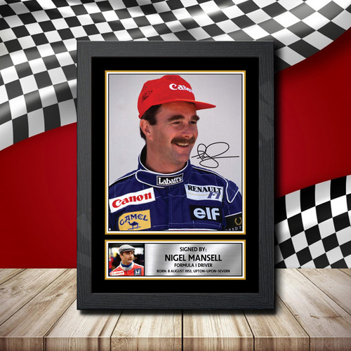Nigel Mansell printed autograph poster print