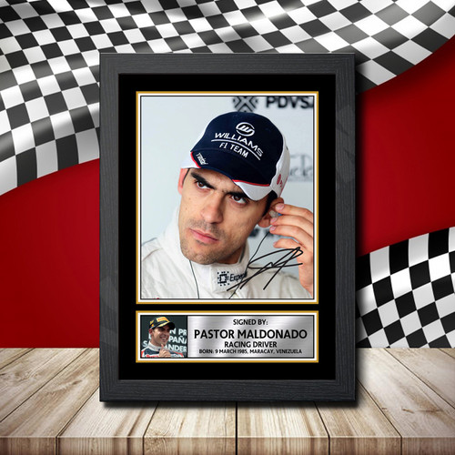 Pastor Maldonado printed autograph poster print