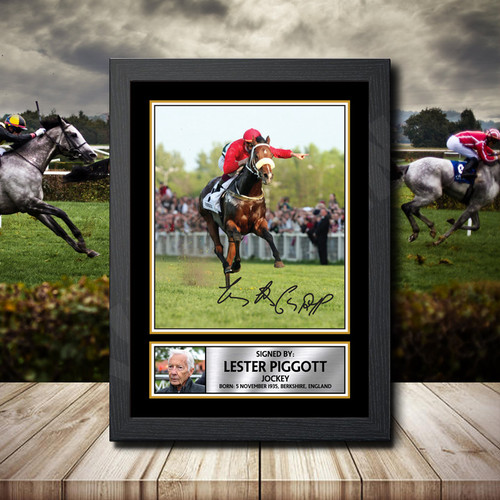 Lester Piggott printed autograph poster print