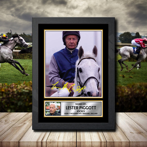 Lester Piggott printed autograph poster print