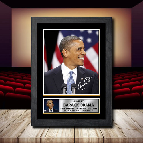 Barack Obama 2 printed autograph poster print