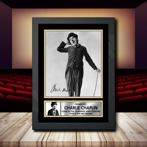 Charlie Chaplin printed autograph poster print