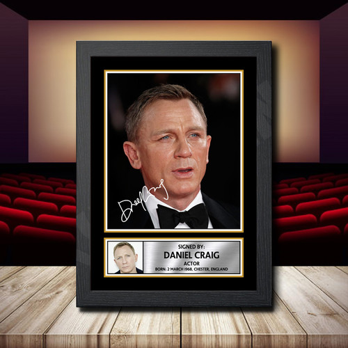 Daniel Craig printed autograph poster print
