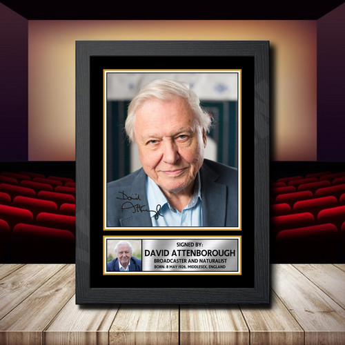 David Attenborough printed autograph poster print