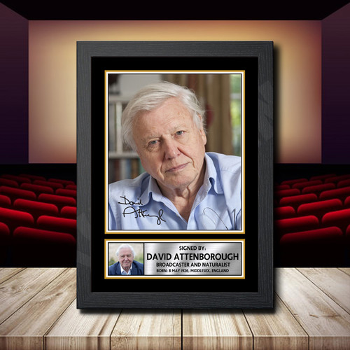 David Attenborough 2 printed autograph poster print