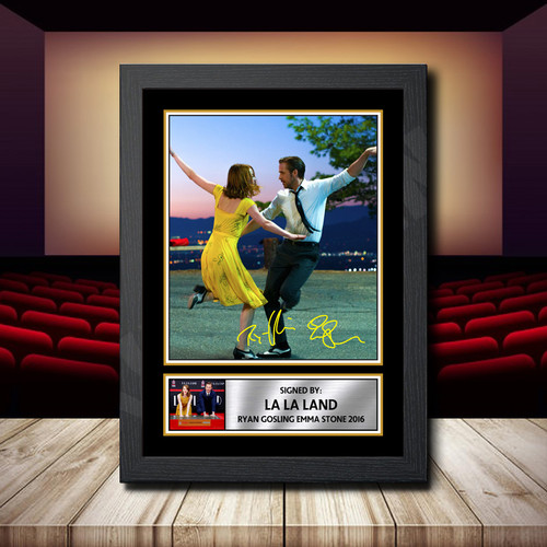 La La Land Ryan Gosling Emma Stone 2016 2 printed autograph poster print