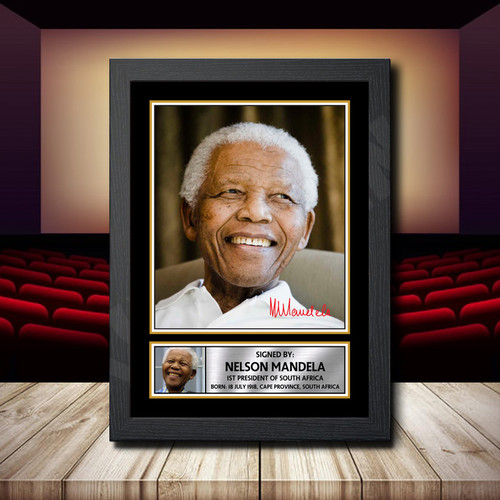 Nelson Mandela 2 printed autograph poster print