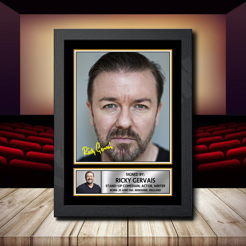 Ricky Gervais printed autograph poster print