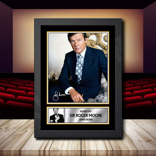 Sir Roger Moore James Bond printed autograph poster print