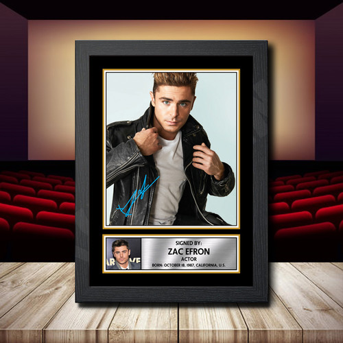 Zac Efron 2 printed autograph poster print