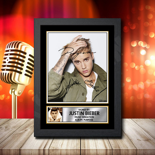Justin Bieber Purpose 1 printed autograph poster print