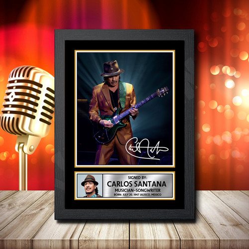 Carlos Santana 1 printed autograph poster print