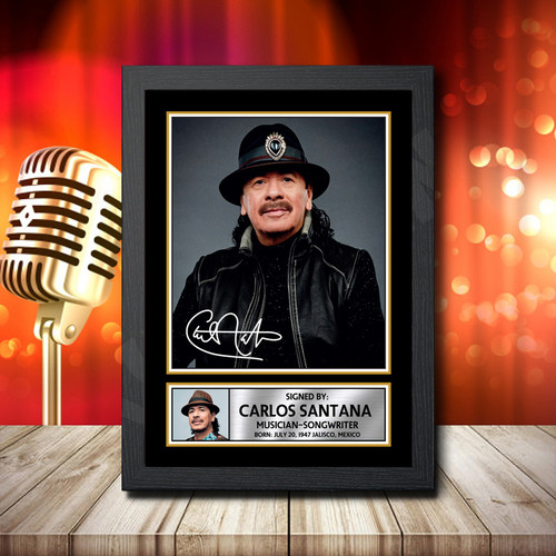 Carlos Santana 2 printed autograph poster print