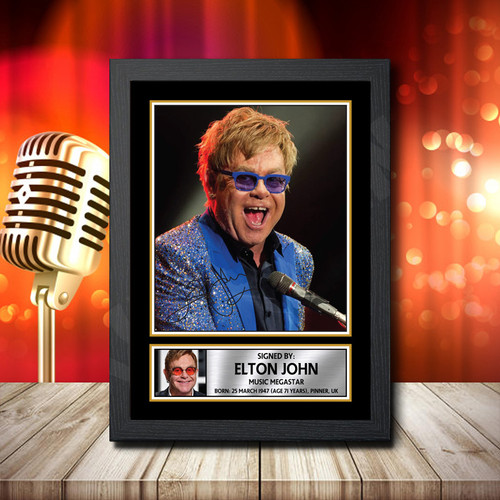 Elton John 3 printed autograph poster print