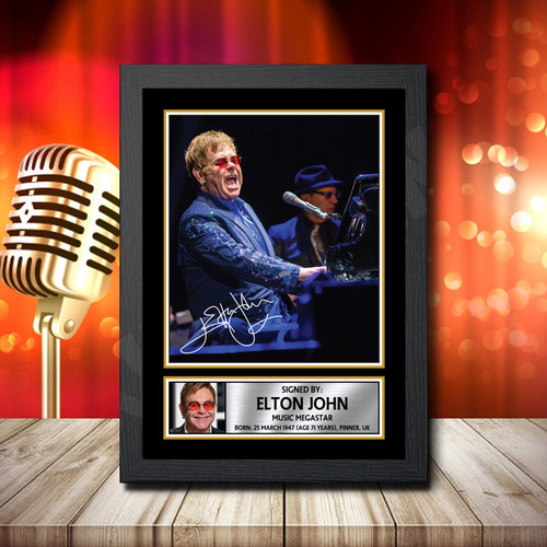 Elton John 4 printed autograph poster print