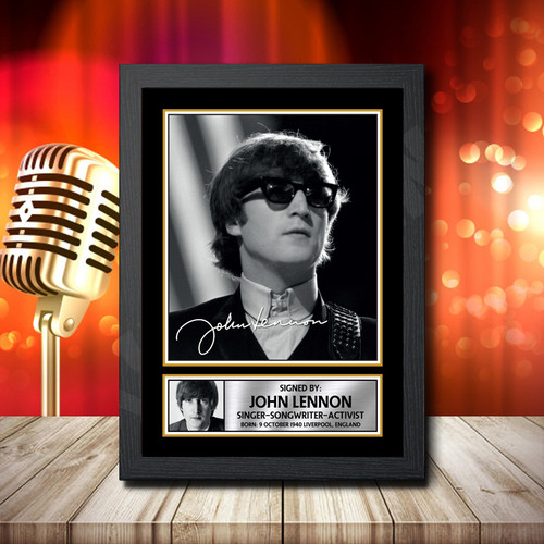 John Lennon 2 printed autograph poster print