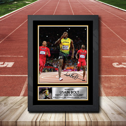 Usain Bolt printed autograph poster print