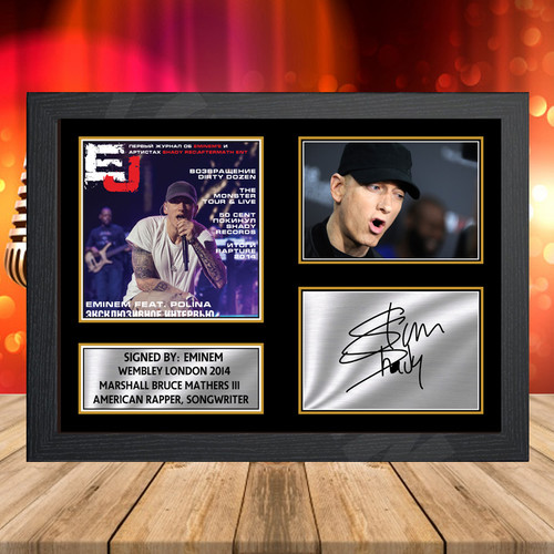 Eminem Wembley London 2014 2 printed autograph poster print