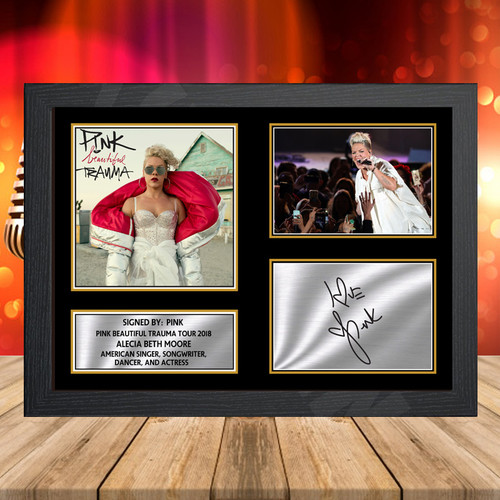 Pink Beautiful Trauma Tour 2018 printed autograph poster print
