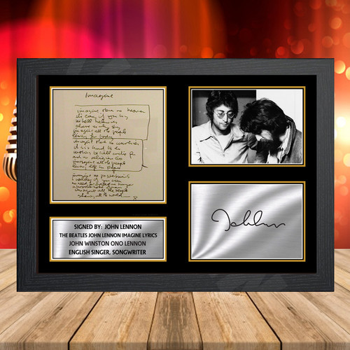 The Beatles John Lennon Imagine Lyrics printed autograph poster print