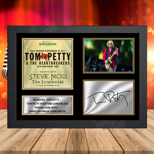 Tom Petty Hyde Park London 2017 Printed Autograph Music-Landscape Star Poster Print