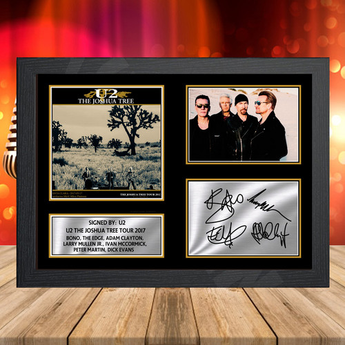 U2 The Joshua Tree Tour 2017 printed autograph poster print