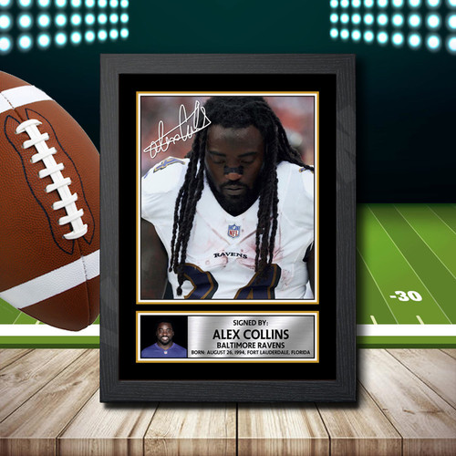Alex Collins 2 - Printed Autograph NFL Star Poster Print