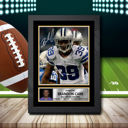 Brandon Carr 2 printed autograph poster print