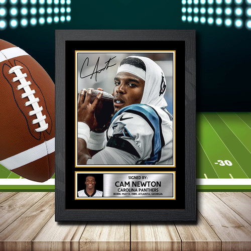 Cam Newton 1 printed autograph poster print