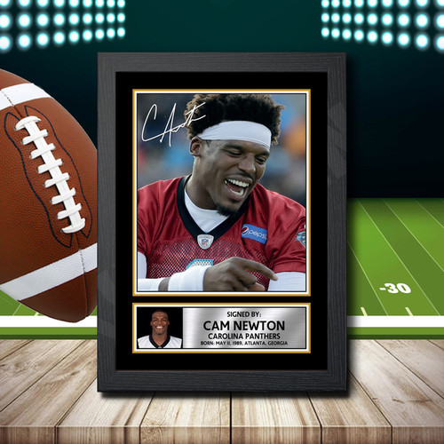 Cam Newton 2 printed autograph poster print