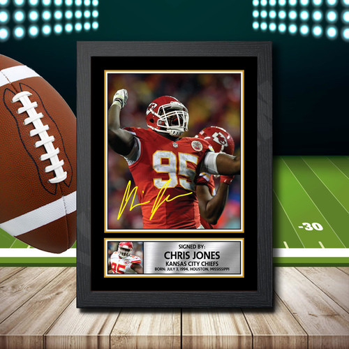 Chris Jones 2 - Printed Autograph NFL Star Poster Print