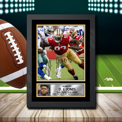 D. J. Jones - Printed Autograph NFL Star Poster Print