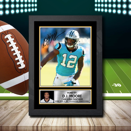 D.J. Moore 2 printed autograph poster print