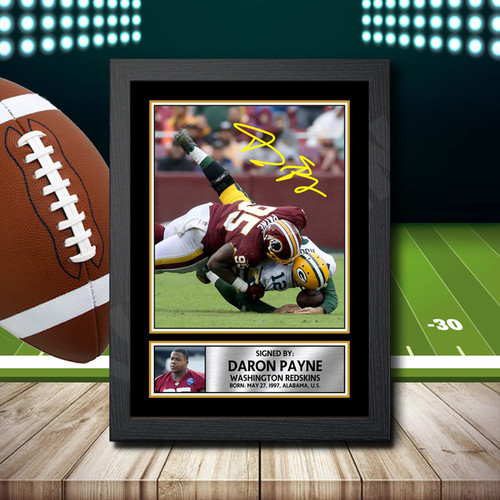 Daron Payne 2 printed autograph poster print