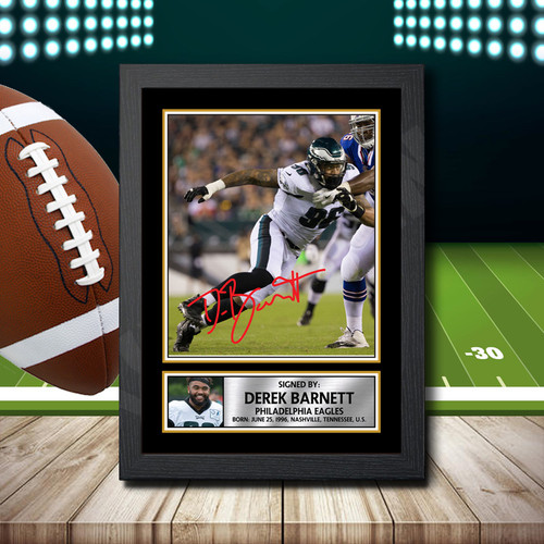 Derek Barnett - Printed Autograph NFL Star Poster Print