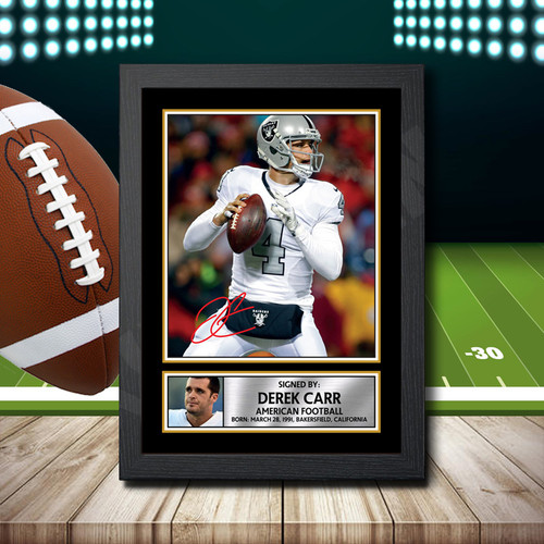 Derek Carr 1 - Printed Autograph NFL Star Poster Print